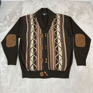 Silversilk Sweater Mens XL Shawl Collar Tiger Tooth Button Cardigan Grandpa VTG